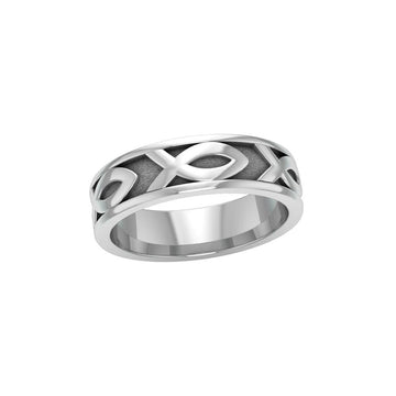 Ichthus Christian Fish Silver Band Ring TR1041 - Jewelry